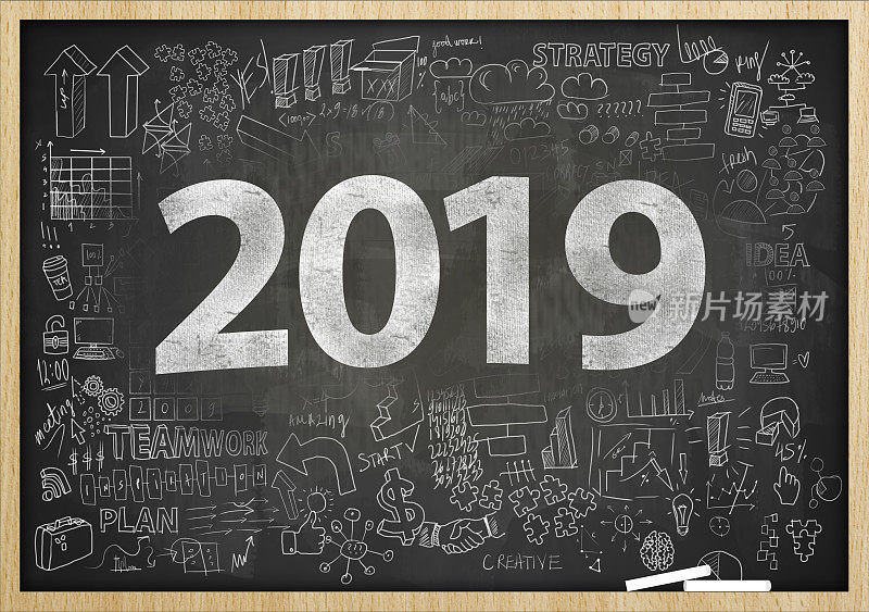 2019年新年/黑板与图表概念(点击查看更多)